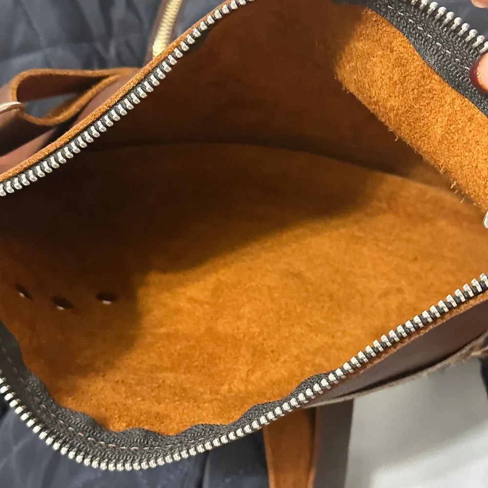 Raleigh Leather Brown Leather Crossbody Bag Leopard Pony Hair Hand Strap Artisan